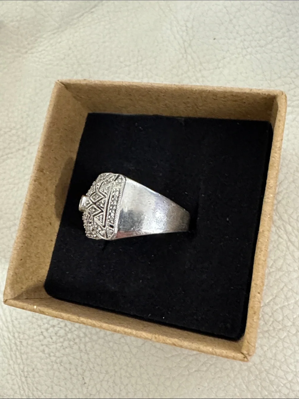 Sterling silver and diamonds Floral Filigree Statement Ring.